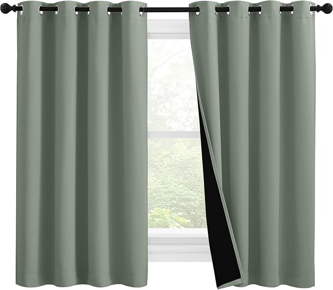 NICETOWN 100% Blackout Curtains 57 inches Long, Double-Deck Completely Blackout by NICETOWN