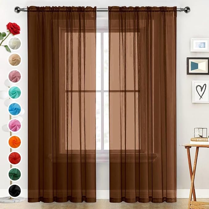 SpaceDresser Sheer Voile Window Treatment Rod Pocket Curtain Panels by SpaceDresser