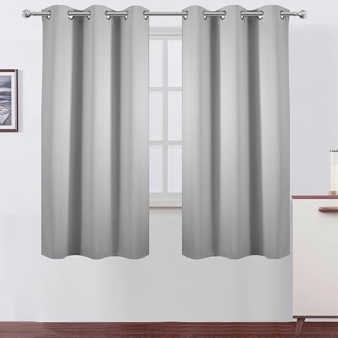LEMOMO Light Grey Blackout Curtains 42 x 54 Inch Length Set of 2 Panels Grommet by Lemomo