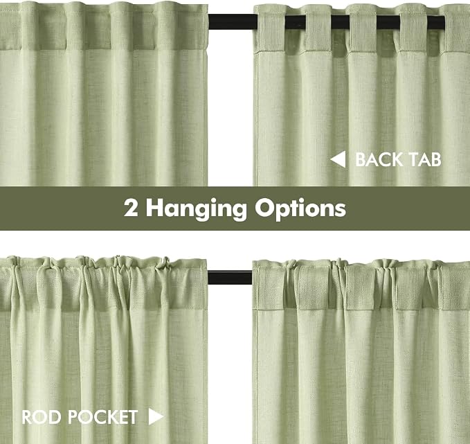 MIULEE Sage Green Kitchen Curtains 30 Inch Length 2 Panels, Soft Thick Linen - Image 5