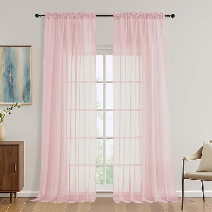 OVZME Blush Pink Bedroom Curtains 96 Length by OVZME