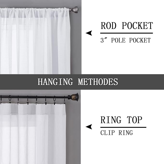 Tollpiz Short Sheer Curtains Living Room Linen Textured Curtain Sheers Light - Image 5