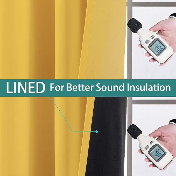 Yakamok 100% Blackout Curtains Energy Saving Thermal Insulated 2 Thick Layers - Image 4