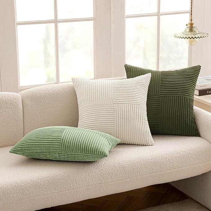 MIULEE Olive Green Decorative Euro Sham Pillow Covers 24x24 Inch - Image 3