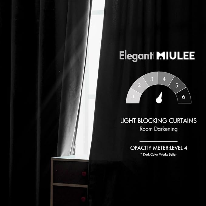 MIULEE Velvet Curtains 52x108 inches 2 Panels Gray Blackout Curtains | Luxury - Image 5