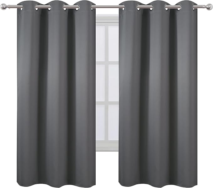 LEMOMO Grey Blackout Curtains 42 x 63 Inch Length/Set of 2 Curtain - Image 2