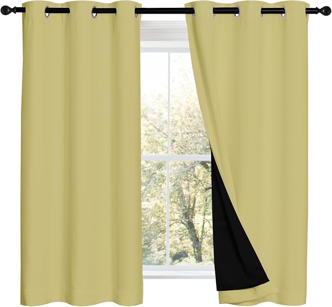 NICETOWN Paler Yellow 100% Blackout Curtains 2 Panels by NICETOWN