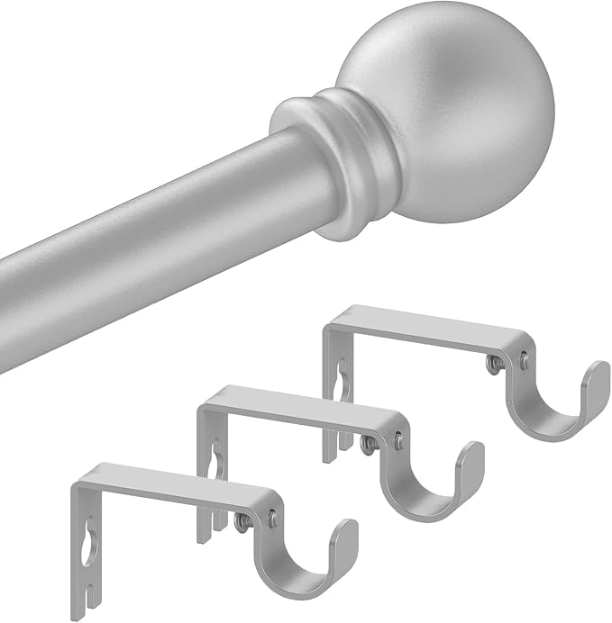 Silver Curtain Rods for Bedroom by Authandis