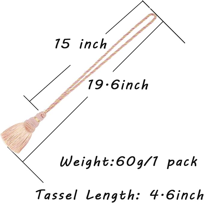 Fenghuangwu 2 Pack Curtain Tie Backs Rope Tassels - Image 2