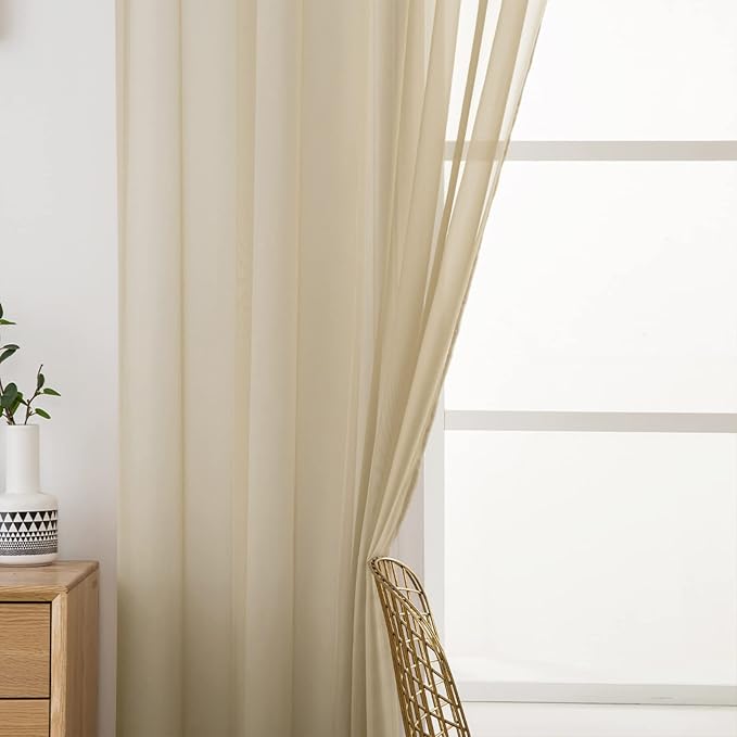 MIULEE 2 Panels Solid Color Sheer Window Curtains Elegant Window Voile - Image 5