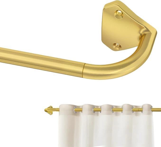 GXOACKJ Gold Curtain Rods for Windows 28 to 48 inch, 5/8 inch Adjustable Wrap by GXOACKJ