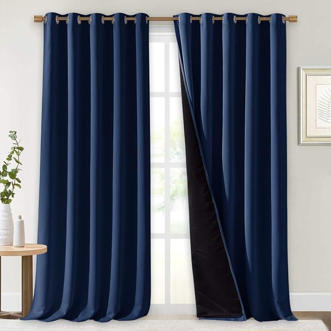 NICETOWN 100% Blackout Curtains 108 inches Long, Noise Reduction Window by NICETOWN