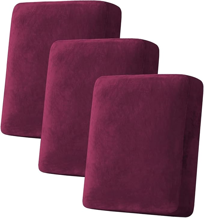 H.VERSAILTEX Velvet Stretch Couch Cushion Cover Plush Cushion Slipcover by HVERSAILTEX