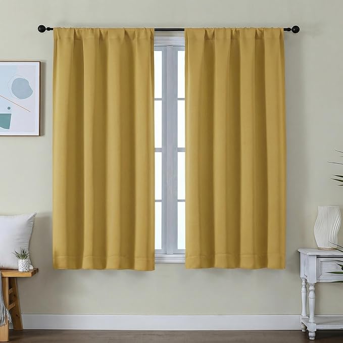 Simplebrand Ava Bright Gold Short Blackout Curtains by Simplebrand