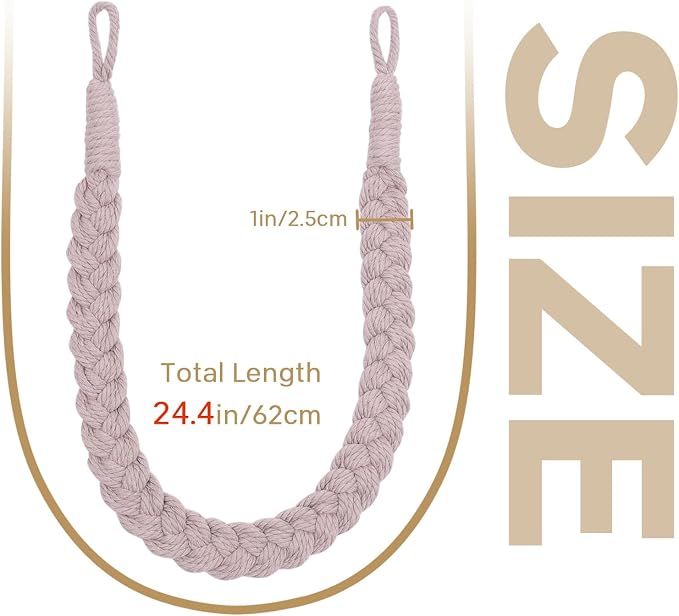 NICEEC 4 Pack Natural Cotton Rope Curtain Tiebacks Elegant Boho Style - Image 3
