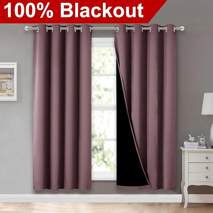 NICETOWN 100% Blackout Window Curtain Panels, Full Light Blocking Drapes - Image 2