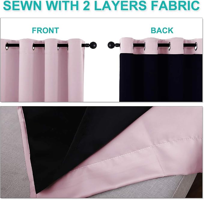 NICETOWN 100% Blackout Blinds, Baby Pink, Laundry Room Decor Window Treatment - Image 5