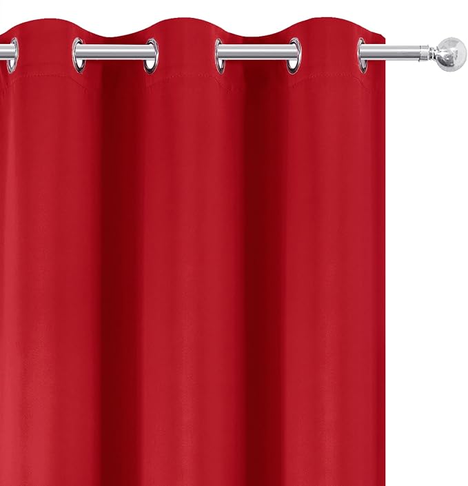 LEMOMO Blackout Curtains 66 x 54 Inch Long Bright Red Curtains Set of 2 Panels - Image 6