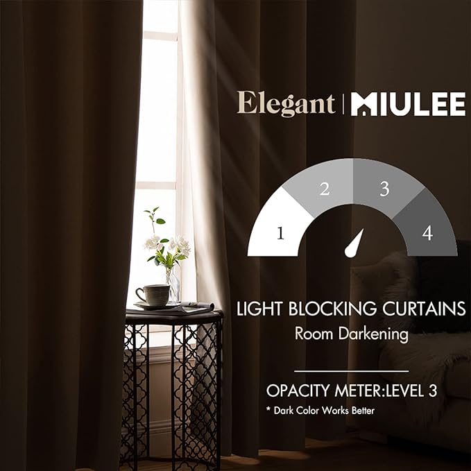 MIULEE Room Darkening Curtains Thermal Insulated Black Out Drapes Solid Window - Image 2