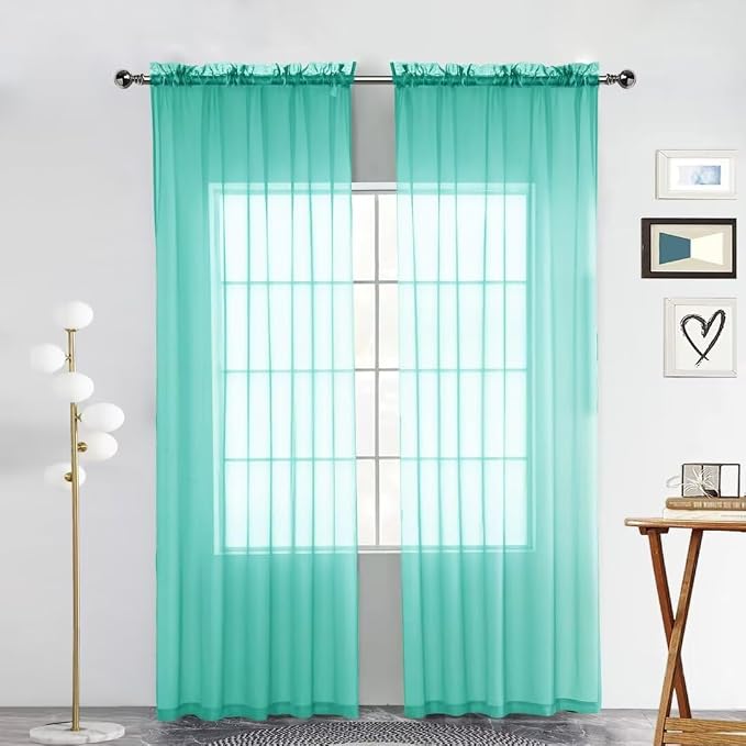 SpaceDresser Sheer Voile Window Treatment. Rod Pocket Curtain Panels by SpaceDresser