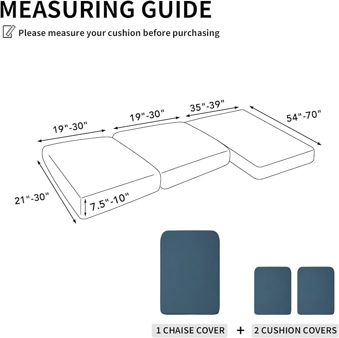 Easy-Going Stretch 3 Pieces Couch Cushion Covers - Image 2