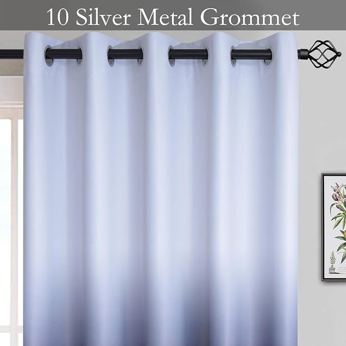 SimpleHome Gradient Color Ombre Room Darkening Curtains Blackout Black Thermal - Image 3