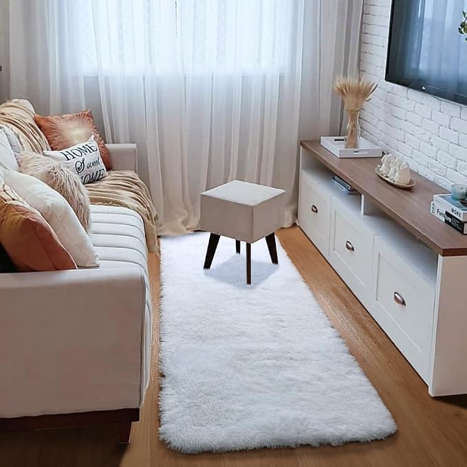 ONASAR White Runner Rugs for Bedroom Living Room, Luxury Bedside Fluffy Area - Image 4