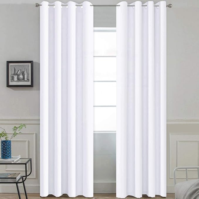 Yakamok Pure White Curtains 84 inch Long, 50% Light Blocking Gormmet Window by Yakamok