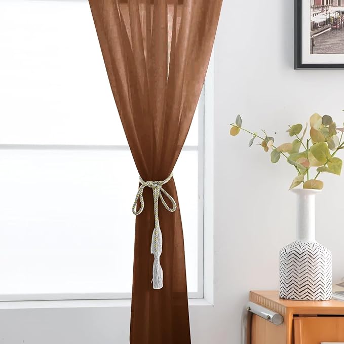 SpaceDresser Sheer Voile Window Treatment Rod Pocket Curtain Panels - Image 5