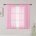 Pink Sheer Curtains for Bedroom Living Room 45 Inch Length 2 Panels, Soft Airy by WelvetBLK