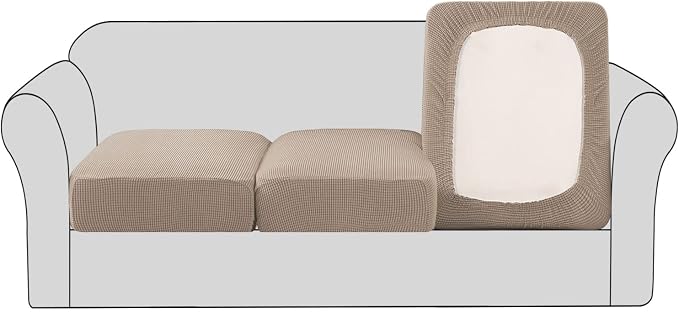 H.VERSAILTEX High Stretch Individual Seat Cushion Covers 3 Pack Thick Jacquard by HVERSAILTEX