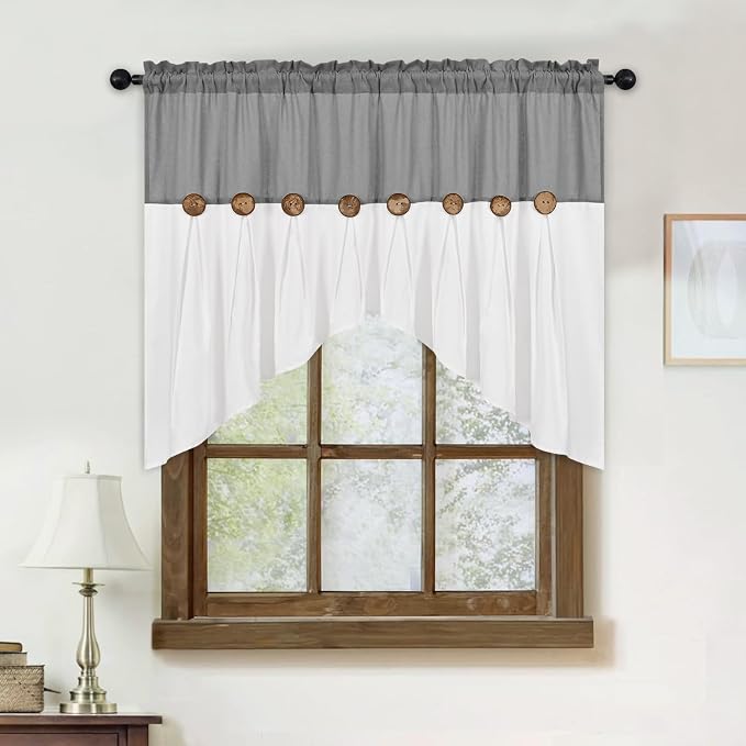 FRAMICS Farmhouse Swag Curtain, Boho Cotton Linen Valance Curtain, Country Rod - Image 7