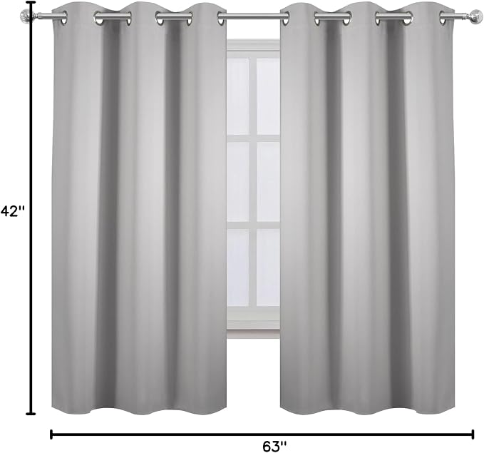 LEMOMO Light Grey Blackout Curtains 42 x 63 Inch Length/Set of 2 Curtain - Image 8