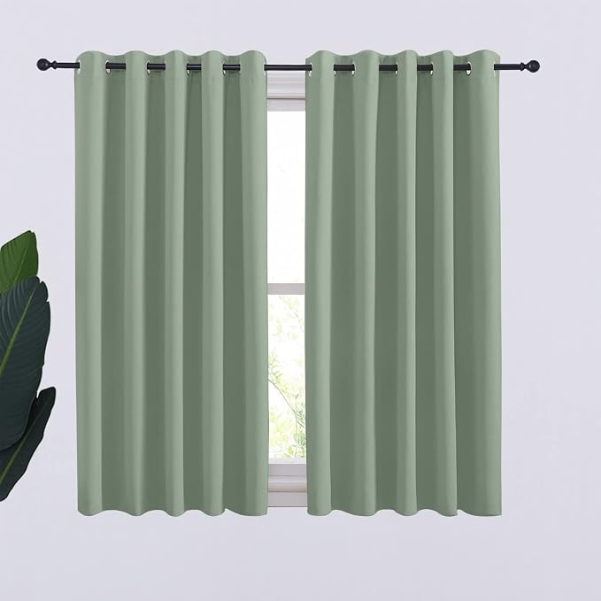 NICETOWN Thermal Insulated Greyish Green Curtains Blackout Draperies, Window by NICETOWN
