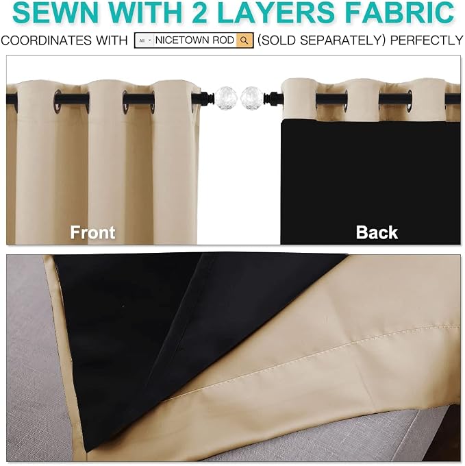 NICETOWN Thermal Insulated 100% Blackout Curtains, Noise Reducing Performance - Image 5