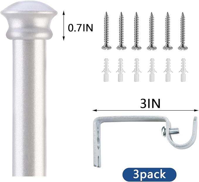 Standard Decorative Window Curtain Rods 30 to 116 Inch, 5/8 Inch Diameter Small - Image 5