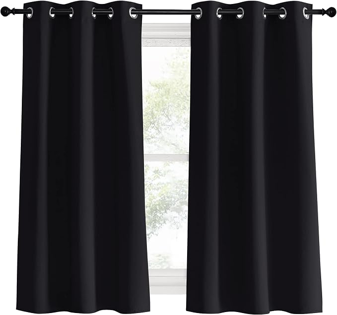 NICETOWN Black Curtains for Boys Room, W34 x L60 - Image 2