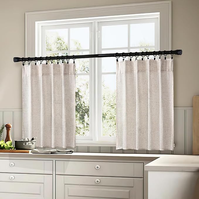 MIULEE Farmhouse Kitchen Curtains 36 Inch Length 2 Panels, Soft Thick Linen - Image 3