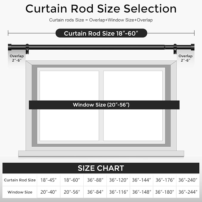 VOIIY 2 Pack Curtain Rods for Windows 28 to 48 Inch, Modern Adjustable Heavy - Image 5