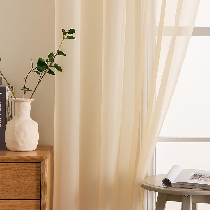 MIULEE 2 Panels Solid Color Sheer Window Curtains Elegant Window Voile - Image 5