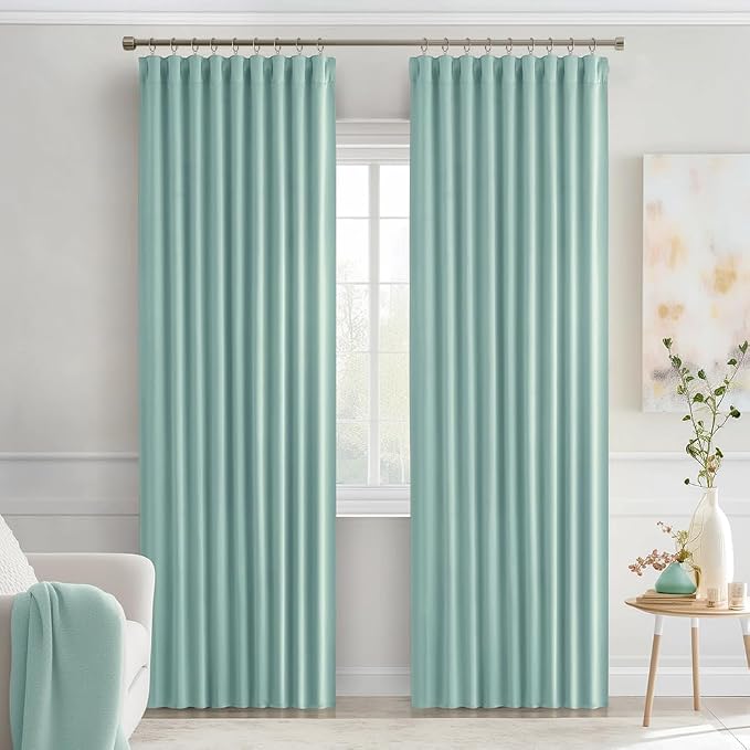 MIULEE Aqua Back Tab Blackout Curtains 84 Inch Length 2 Panels Set - Image 9
