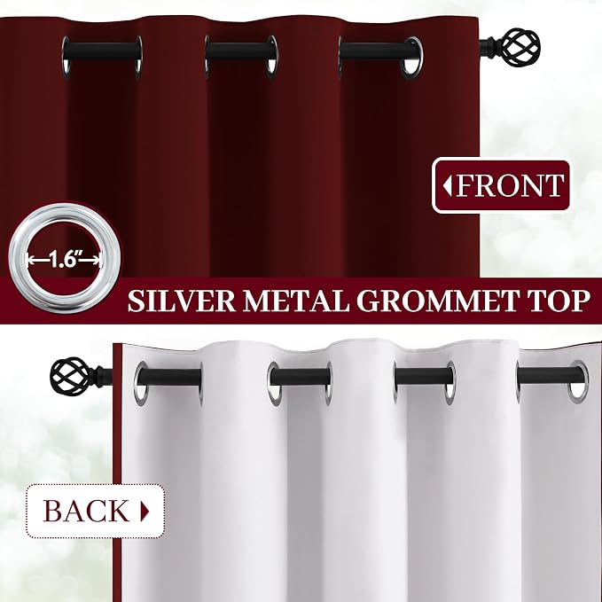 Yakamok Room Darkening 100% Blackout Curtains Grommet Window Treatments - Image 3