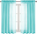 DWCN Aqua Sheer Curtains Semi Transparent Voile Rod Pocket Curtains by DWCN