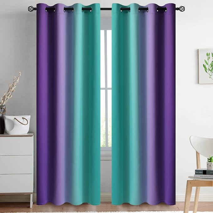 Yakamok Ombre Teal and Purple Curtains by Yakamok
