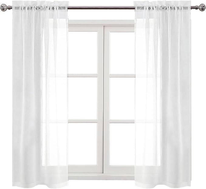 DWCN Sheer Curtains Semi Transparent Voile Rod Pocket Curtains - Image 9