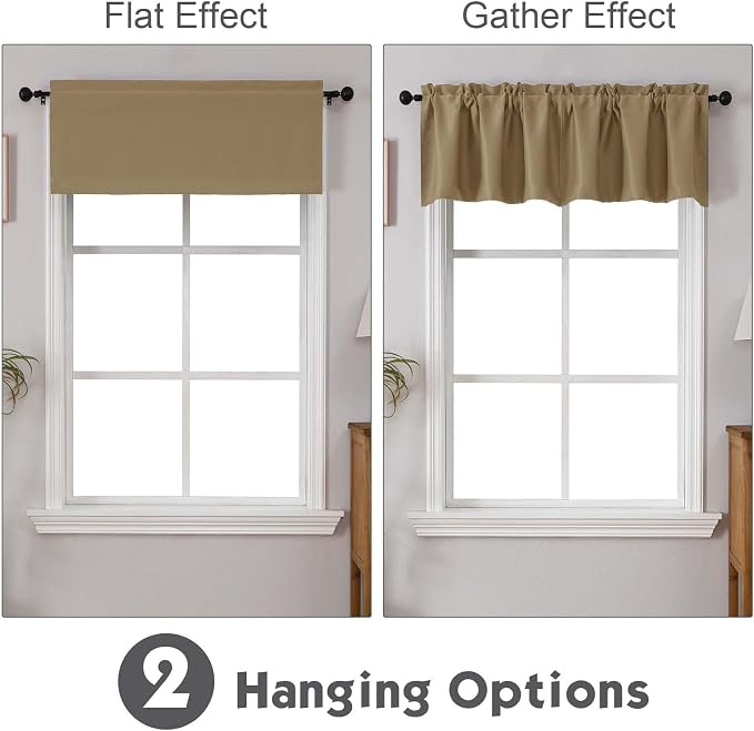 Chyhomenyc Taupe Valances for Window, Room Darkening Short Curtains for Kitchen - Image 2