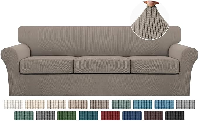 Turquoize 4 Piece Sofa Covers for 3 Cushion Couch Sofa Slipcover Soft Couch by Turquoize