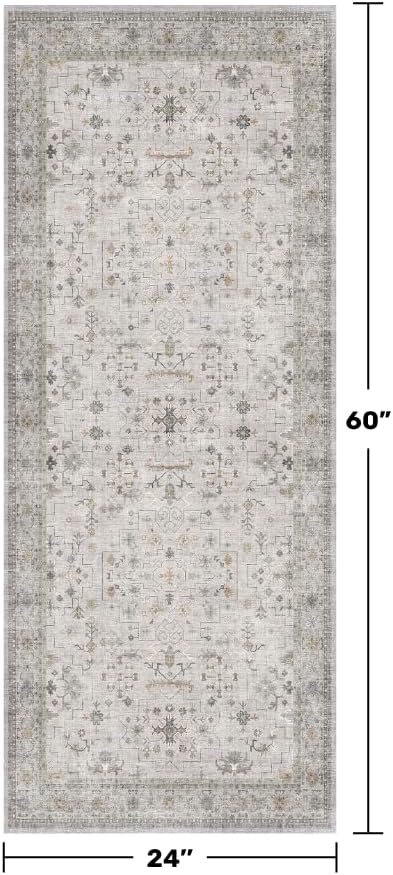 Light Grey 2x5 Boho Bathroom Runner Rug - Image 2