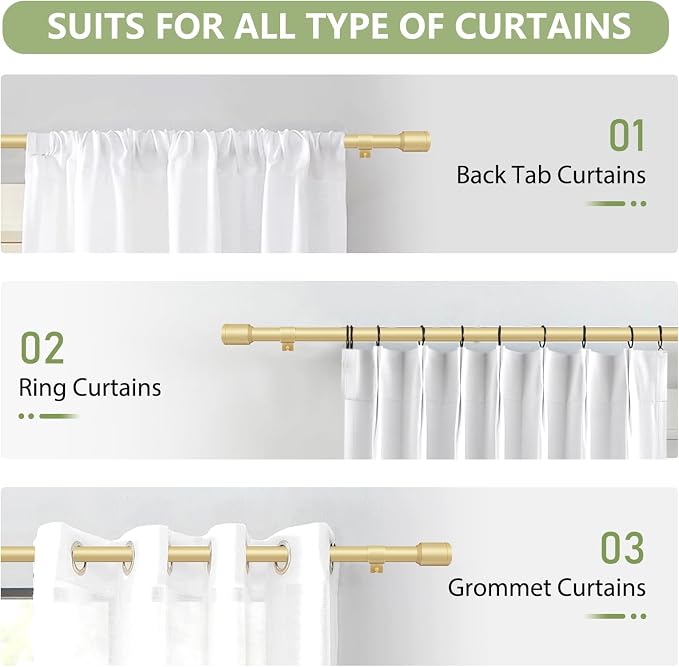 5/8” Diameter Curtain Rods 30-90 Inch, - Image 7