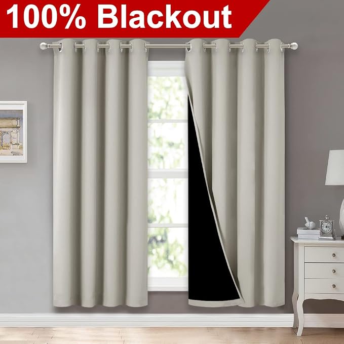NICETOWN 100% Blackout Window Curtain Panels, Full Light Blocking Drapes - Image 2